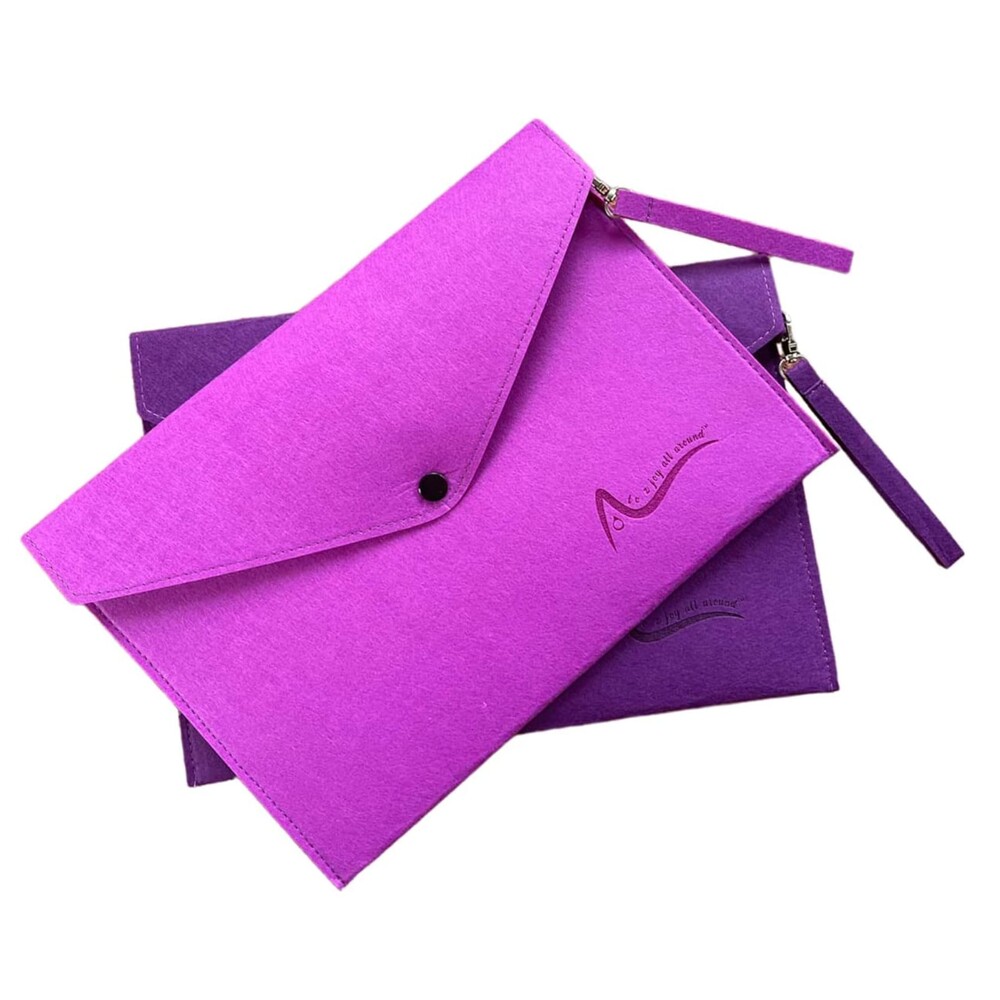 Felt File Folder, Purple Document Organizer, Button Closure (2-Piece Pack)